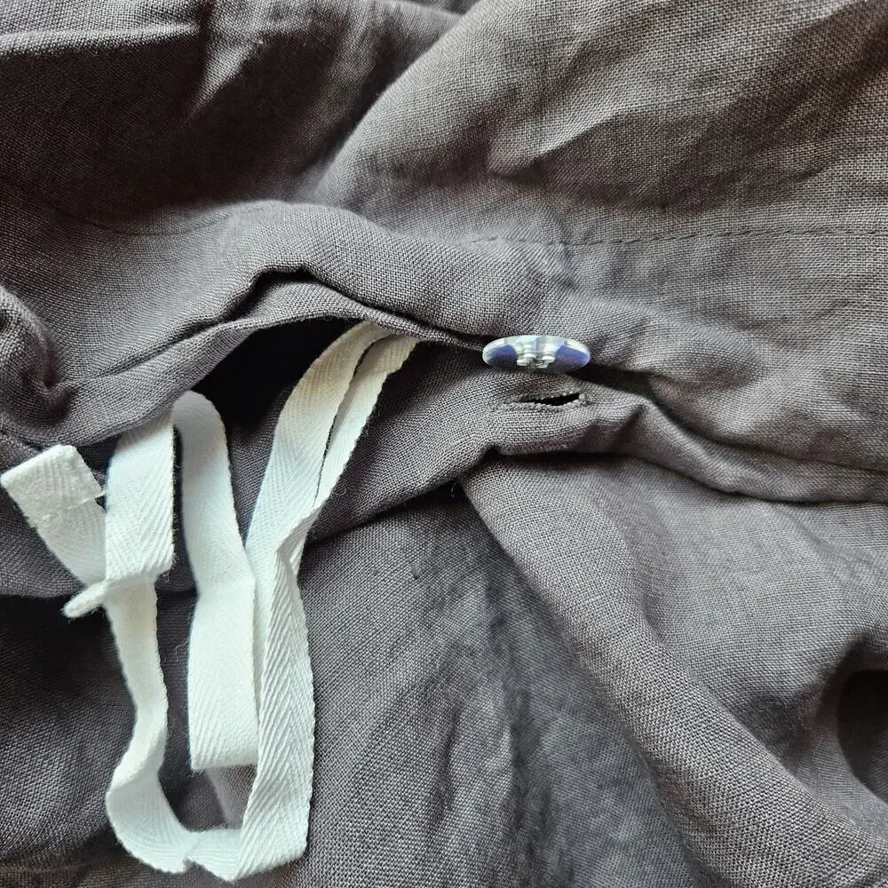 Quince 100% European Linen Duvet Cover Charcoal Gray King Cal Button Closure